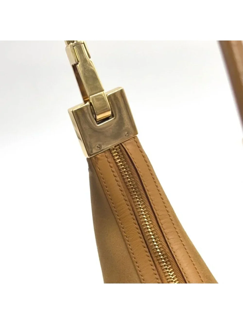 ★SOLD★ Gucci Suede Hobo Leather Light Brown Shoulder Bag Gold - Picture 12 of 15